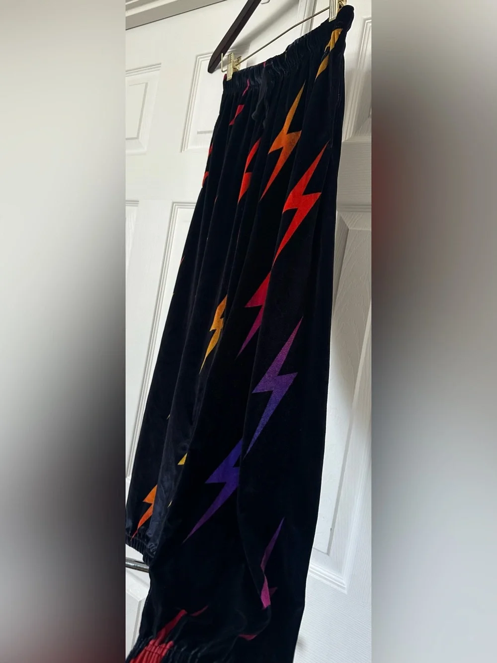 Aviator Nation Black Velvet Hoodie and pants set Multicolor Lightning Bolt